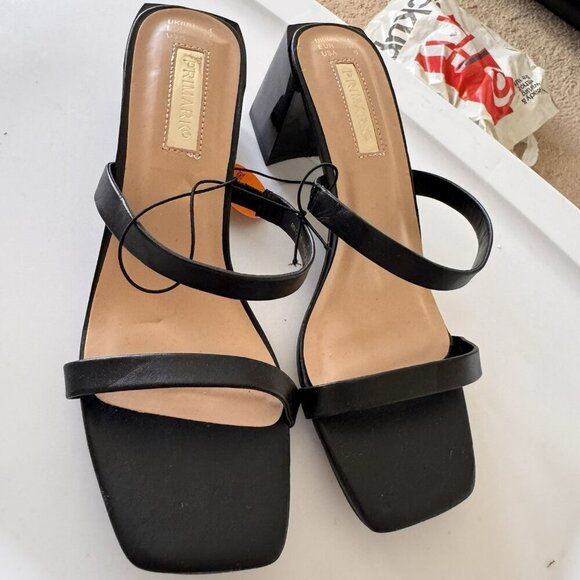 Primark Womens Size 6 Thin 2 Strap Heeled Slide Sandal NWT Black - Picture 4 of 6